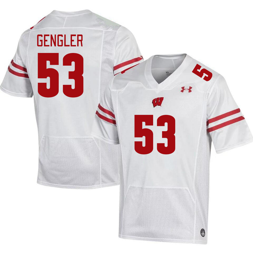 Men #53 Ross Gengler Winsconsin Badgers College Football Jerseys Stitched Sale-White - Click Image to Close